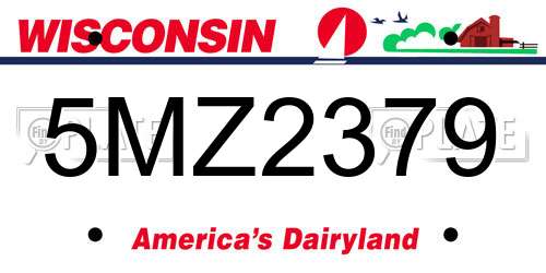 5MZ2379 Wisconsin License Plate