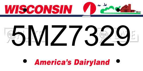 5MZ7329 Wisconsin License Plate