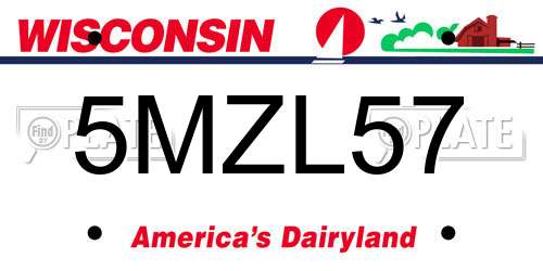 5MZL57 Wisconsin License Plate