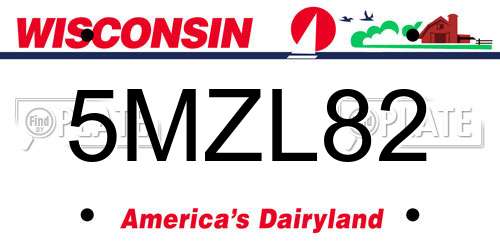 5MZL82 Wisconsin License Plate