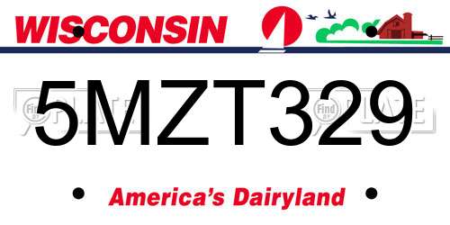 5MZT329 Wisconsin License Plate