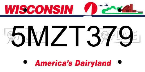 5MZT379 Wisconsin License Plate