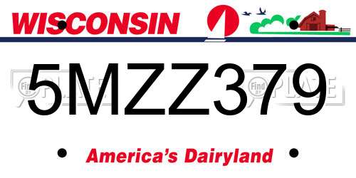 5MZZ379 Wisconsin License Plate