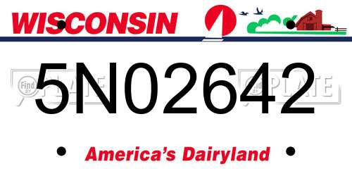 5N02642 Wisconsin License Plate