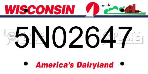 5N02647 Wisconsin License Plate