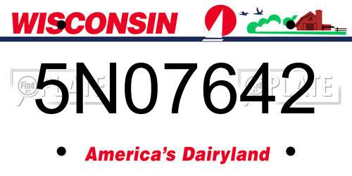 5N07642 Wisconsin License Plate