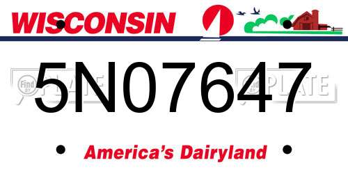 5N07647 Wisconsin License Plate
