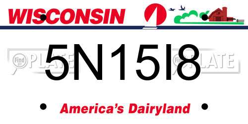 5N15I8 Wisconsin License Plate