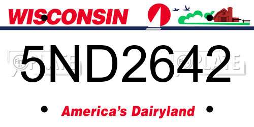 5ND2642 Wisconsin License Plate