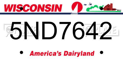 5ND7642 Wisconsin License Plate
