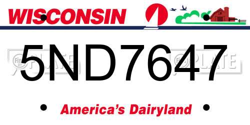 5ND7647 Wisconsin License Plate