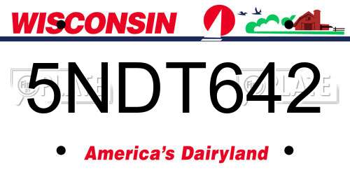 5NDT642 Wisconsin License Plate