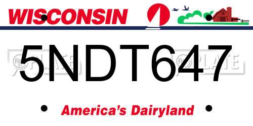 5NDT647 Wisconsin License Plate