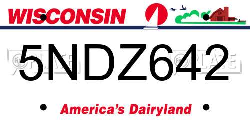 5NDZ642 Wisconsin License Plate
