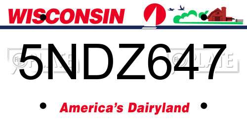 5NDZ647 Wisconsin License Plate