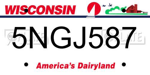 5NGJ587 Wisconsin License Plate