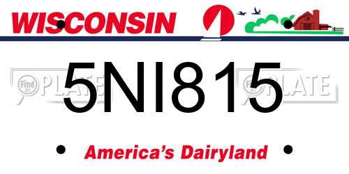 5NI815 Wisconsin License Plate