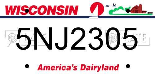 5NJ2305 Wisconsin License Plate