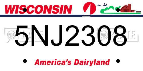 5NJ2308 Wisconsin License Plate