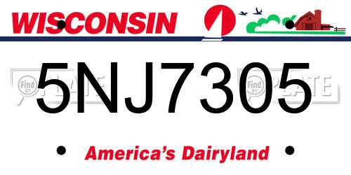 5NJ7305 Wisconsin License Plate