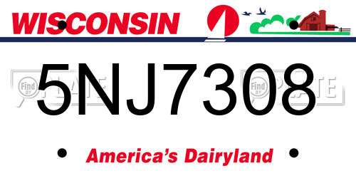 5NJ7308 Wisconsin License Plate