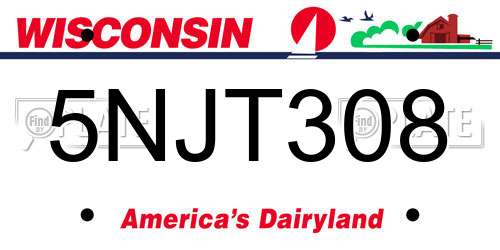 5NJT308 Wisconsin License Plate