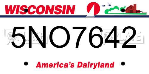 5NO7642 Wisconsin License Plate