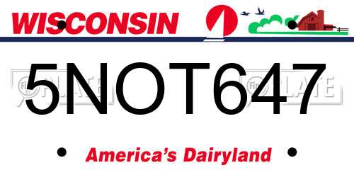 5NOT647 Wisconsin License Plate