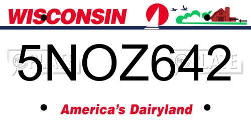 5NOZ642 Wisconsin License Plate