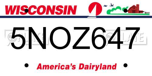 5NOZ647 Wisconsin License Plate