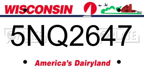 5NQ2647 Wisconsin License Plate