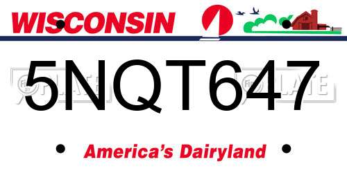 5NQT647 Wisconsin License Plate