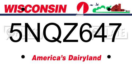 5NQZ647 Wisconsin License Plate
