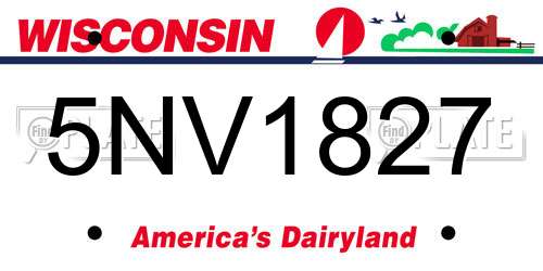 5NV1827 Wisconsin License Plate