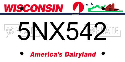 5NX542 Wisconsin License Plate
