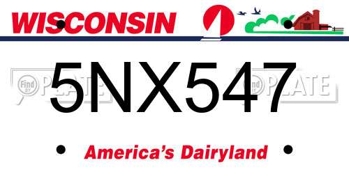 5NX547 Wisconsin License Plate