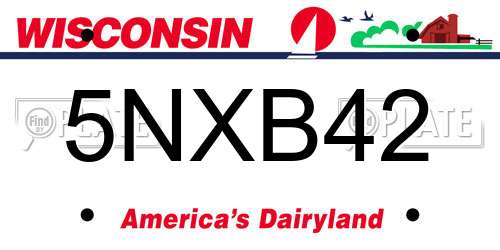 5NXB42 Wisconsin License Plate