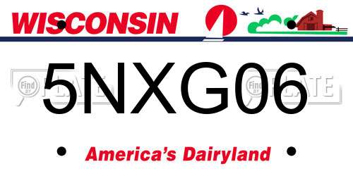 5NXG06 Wisconsin License Plate