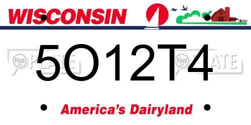 5O12T4 Wisconsin License Plate