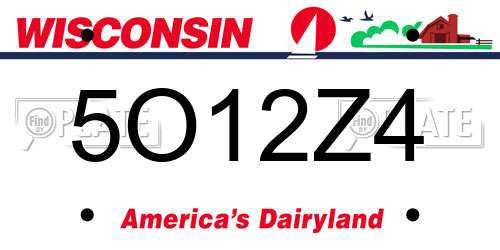 5O12Z4 Wisconsin License Plate