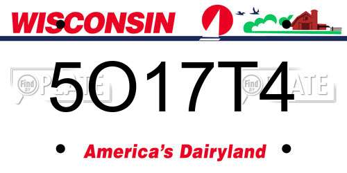 5O17T4 Wisconsin License Plate