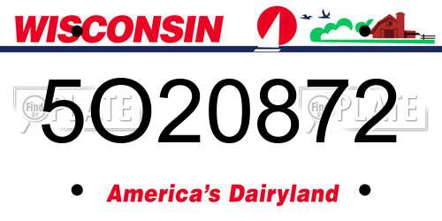 5O20872 Wisconsin License Plate