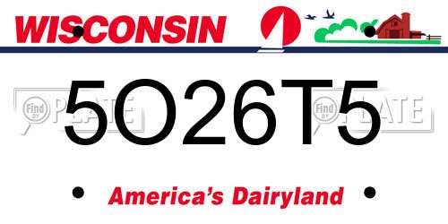 5O26T5 Wisconsin License Plate