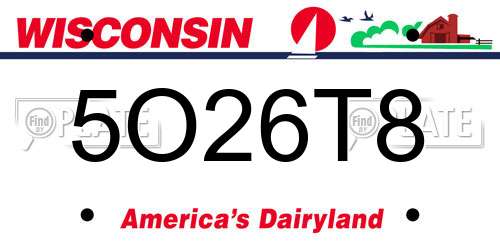 5O26T8 Wisconsin License Plate