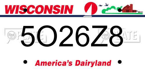5O26Z8 Wisconsin License Plate