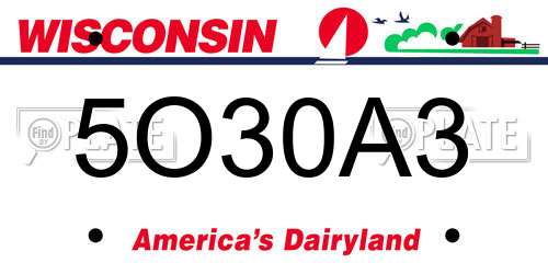5O30A3 Wisconsin License Plate