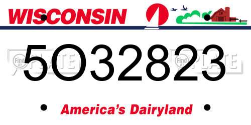 5O32823 Wisconsin License Plate