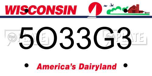 5O33G3 Wisconsin License Plate