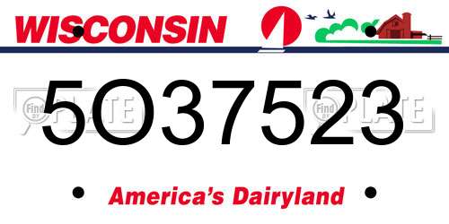 5O37523 Wisconsin License Plate