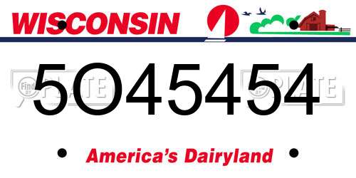 5O45454 Wisconsin License Plate